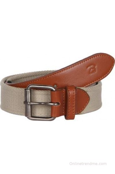 Kaizu Men Casual Beige Canvas, Genuine Leather Belt(Beige)